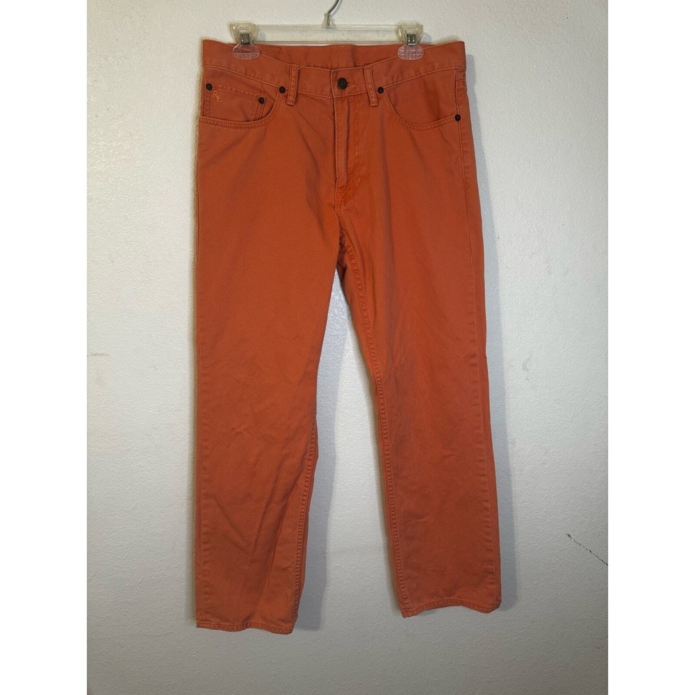 RL Mens‎ Orange Cotton Casual Pants Straight Leg Chinos